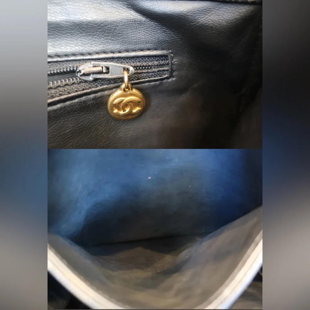 Authentic CHANEL black caviar leather backpack